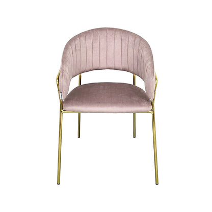 Sedia da pranzo effetto velluto Korinne rosa visto dall'alto, composizione e proporzioni - Exagonshop