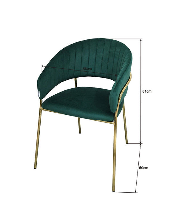 Sedia da pranzo effetto velluto Korinne verde visto dall'alto, composizione e proporzioni - Exagonshop