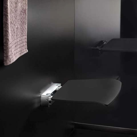Schema tecnico di Sedile per box doccia a muro Nero Architect Cosmic con misure e configurazione - Industrias Cosmic
