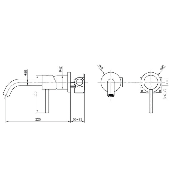 Miscelatore lavabo incasso a muro grigio metallico Memo