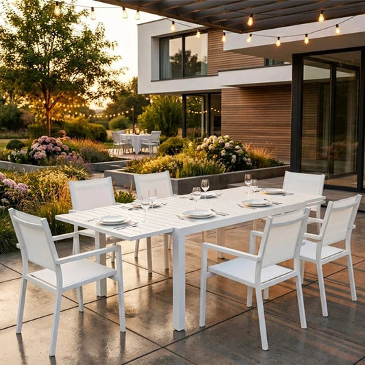 Set Tavolo 160x100 allungabile con 6 sedie bianco