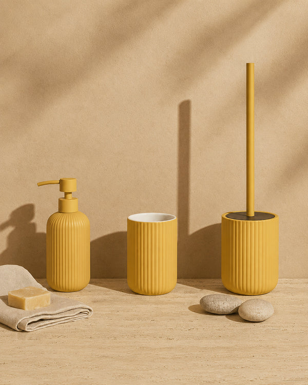 Set accessori bagno in ceramica giallo Color 3pz