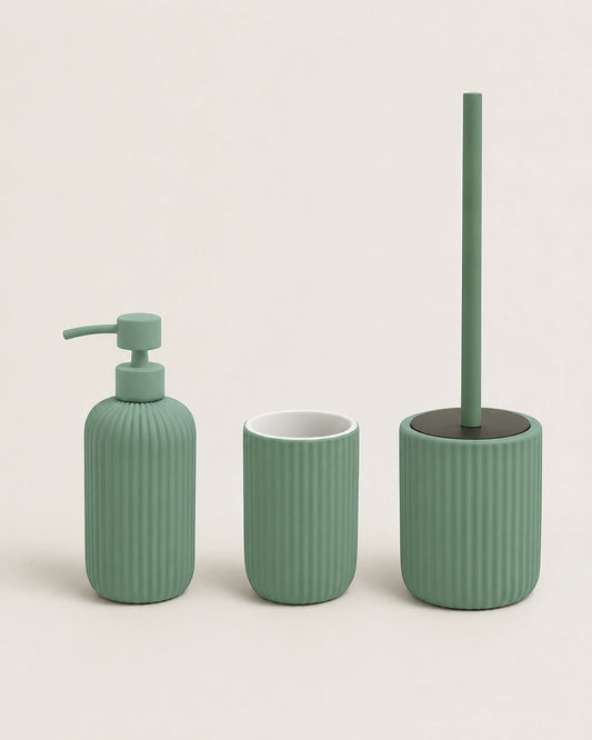Set accessori bagno in ceramica verde Color 3pz