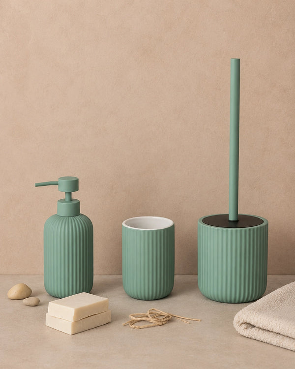 Set accessori bagno in ceramica verde Color 3pz