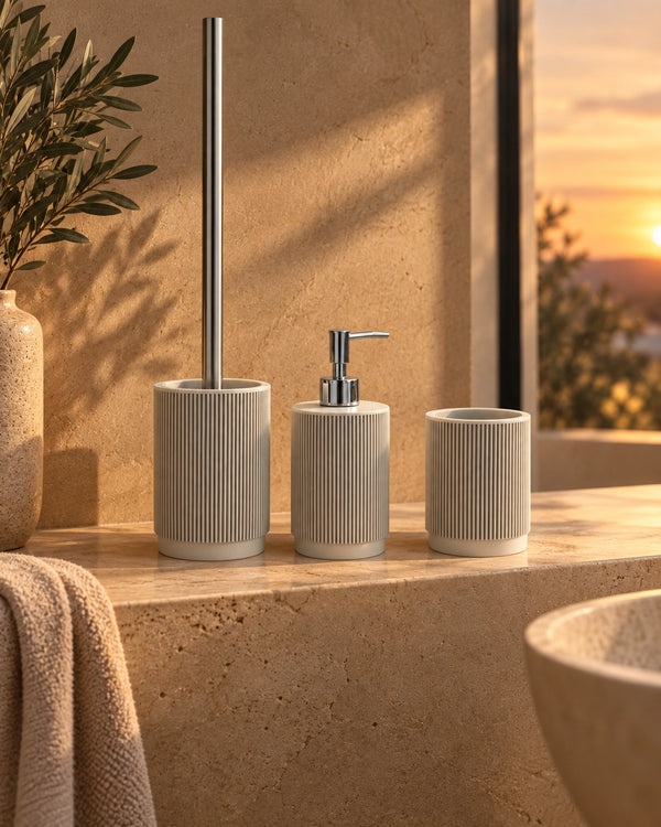 Set accessori bagno portasapone cromo crema 3 pz Venice