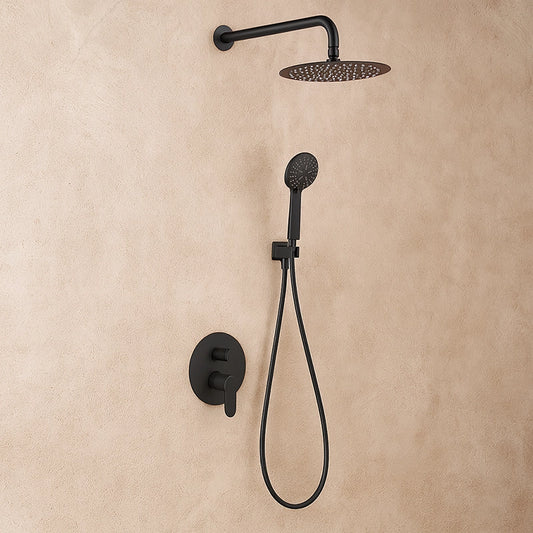 Set doccia soffione miscelatore e doccetta nero opaco