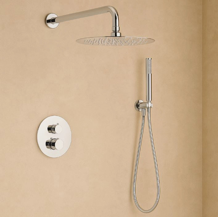 Set doccia termostatico da incasso con soffione 25 cm doccetta e flessibile cromo Melin