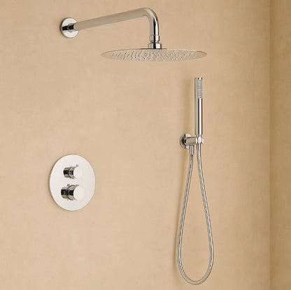Set doccia termostatico da incasso con soffione 25 cm doccetta e flessibile cromo Melin