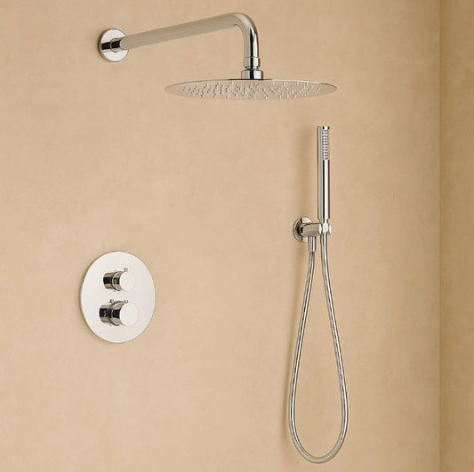 Set doccia termostatico da incasso con soffione 25 cm doccetta e flessibile cromo Melin