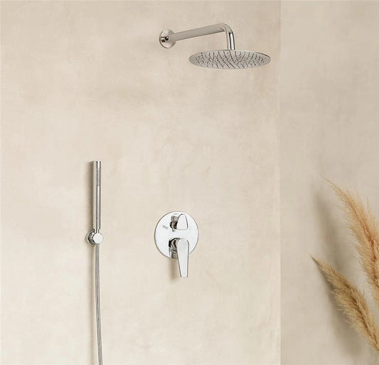 Set miscelatore incasso soffione 20 cm braccio 30 cm doccetta cromo Smart