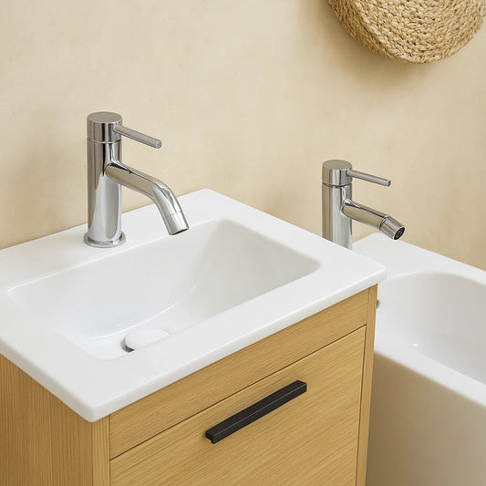 Set miscelatori Lavabo E Bidet con Piletta click clack inox cromo Athos
