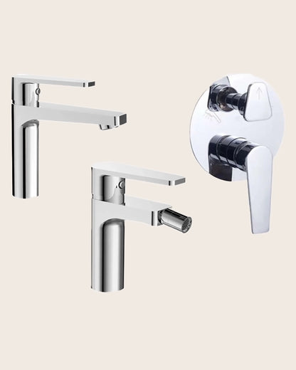 Set miscelatori lavabo bidet e doccia 2 vie con parte incasso Cromo Bridge