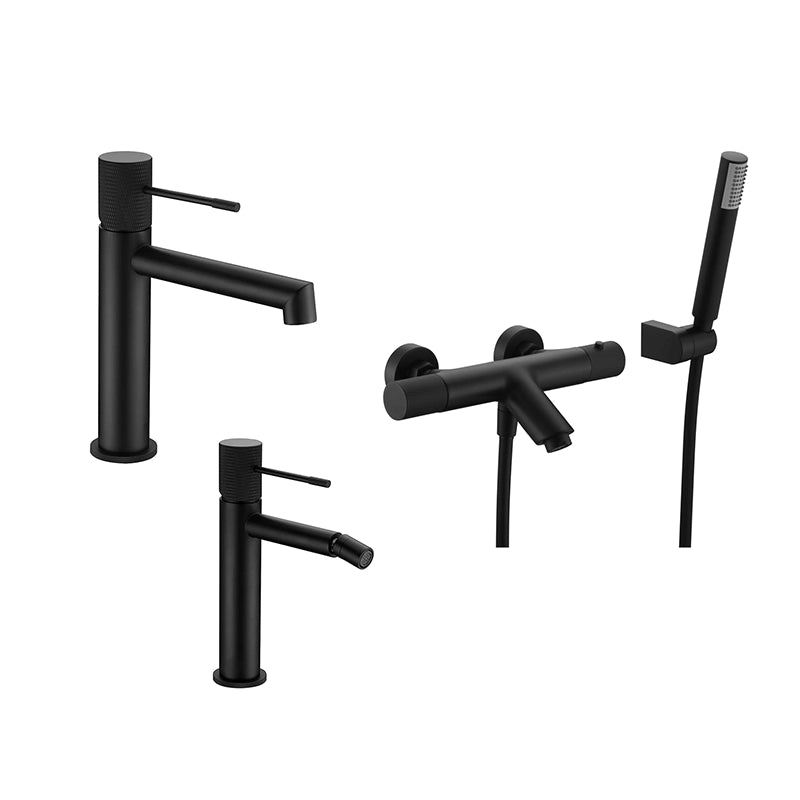 Set miscelatori lavabo bidet e vasca Melin nero opaco