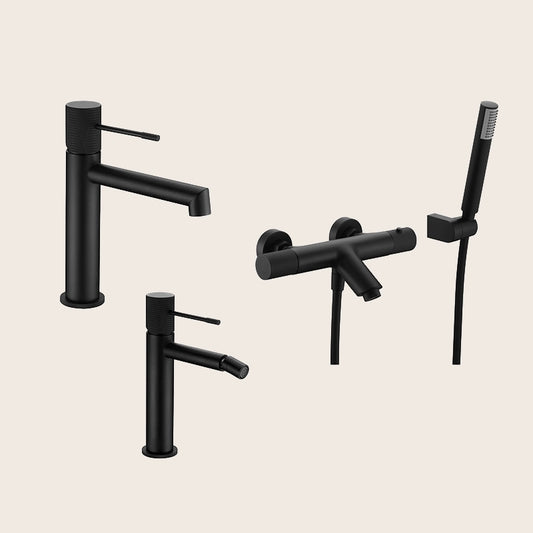 Set miscelatori lavabo bidet e vasca Melin nero opaco