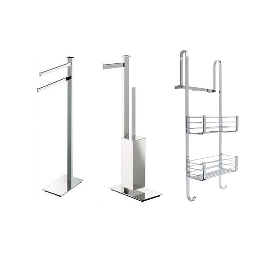 Set piantane portasciugamani portarotolo portascopino e cavalletto box doccia cromo Units Colombo