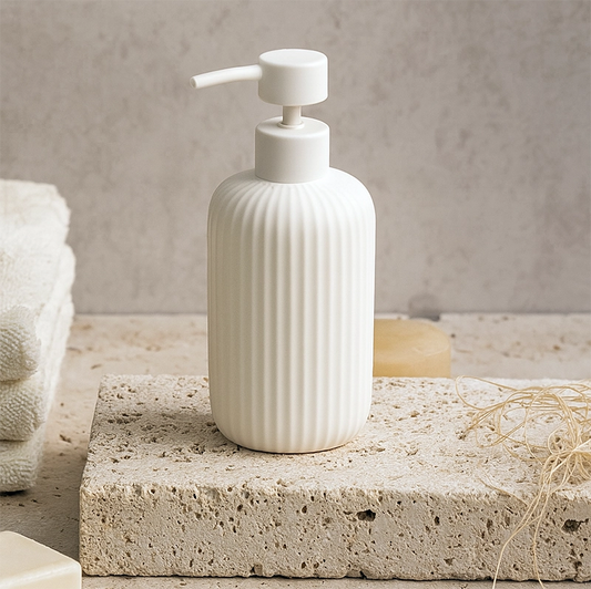 Dispenser portasapone liquido da appoggio in ceramica bianco color