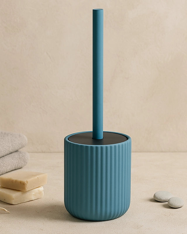 Set accessori bagno in ceramica blu pastello Color 3pz montato a parete, vista del design e della finitura - Exagonshop