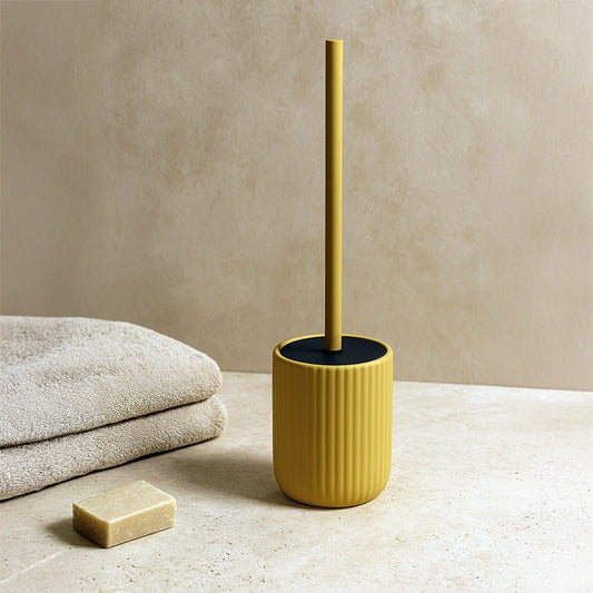 Portascopino wc a pavimento in ceramica giallo color