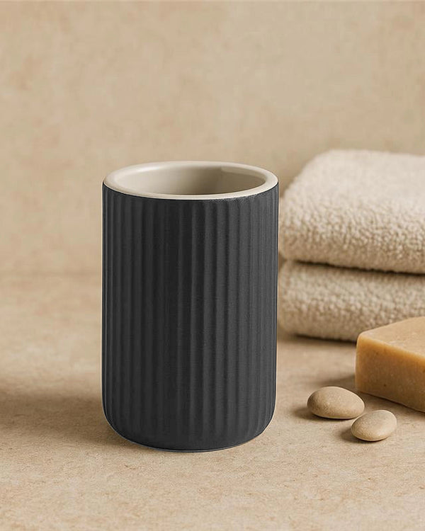 Bicchiere portaspazzolini da appoggio in ceramica grigio color