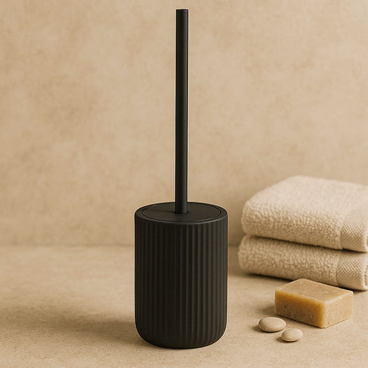 Portascopino wc a pavimento in ceramica nero color