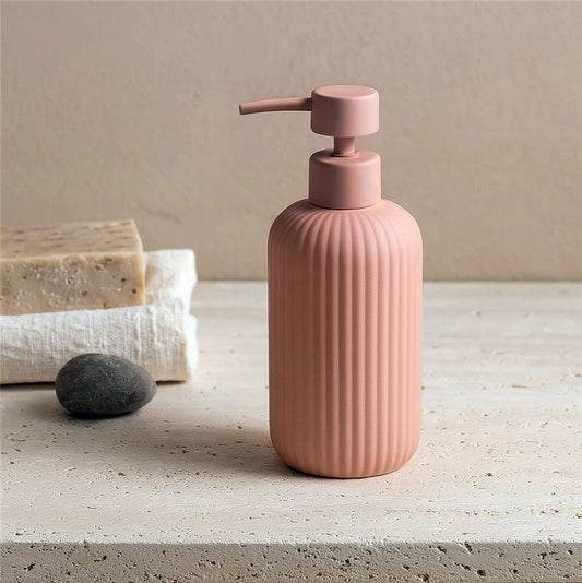 Dispenser portasapone liquido da appoggio in ceramica rosa color