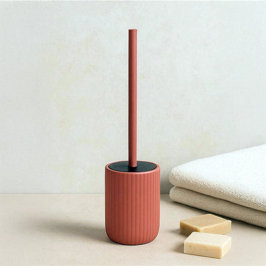 Portascopino wc a pavimento in ceramica rosso mattone color