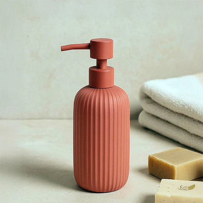 Set portaspazzolini dispenser portasapone e portascopino in ceramica rosso mattone Color