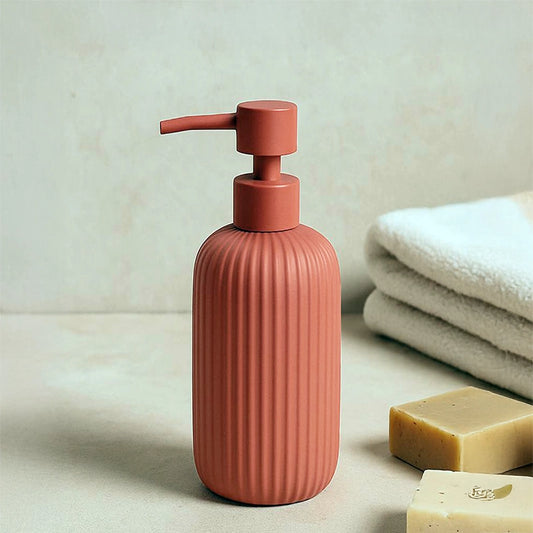 Dispenser portasapone liquido da appoggio in ceramica rosso mattone color