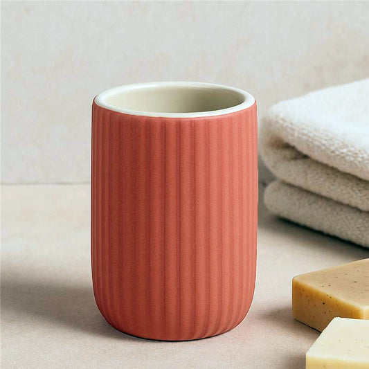 Bicchiere portaspazzolini da appoggio in ceramica rosso mattone color