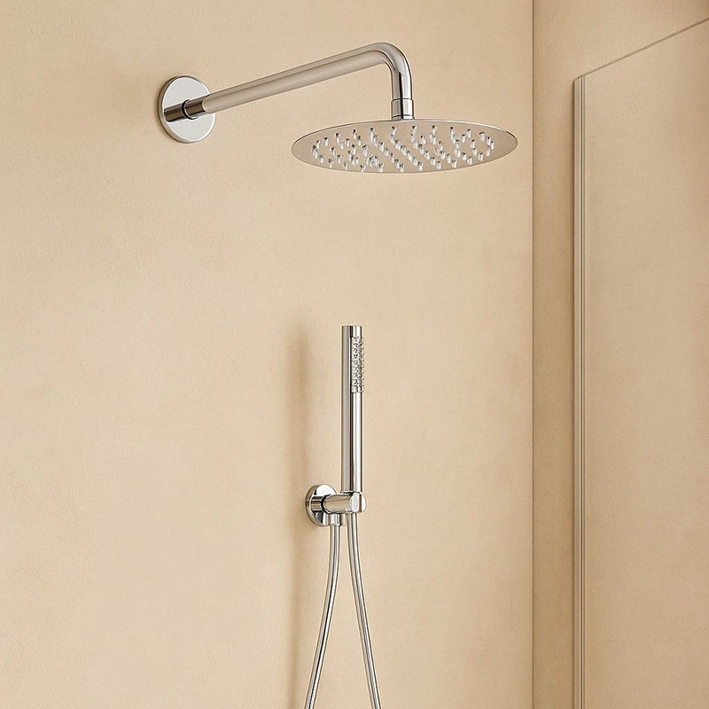 Set soffione doccia 30 cm tondo Smart braccio 30 cm e doccetta cromo