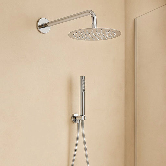 Set soffione doccia 30 cm tondo Smart braccio 30 cm e doccetta cromo