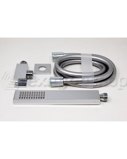 Set soffione doccia 20x20 quadro slim Smart con braccio 33 cm e doccetta cromo