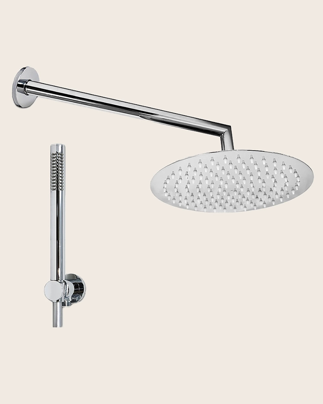Set soffione doccia 25 cm slim tondo Smart con braccio 33 cm e doccetta cromo