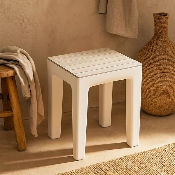 Sgabello bagno in plastica bianco Woody 130101