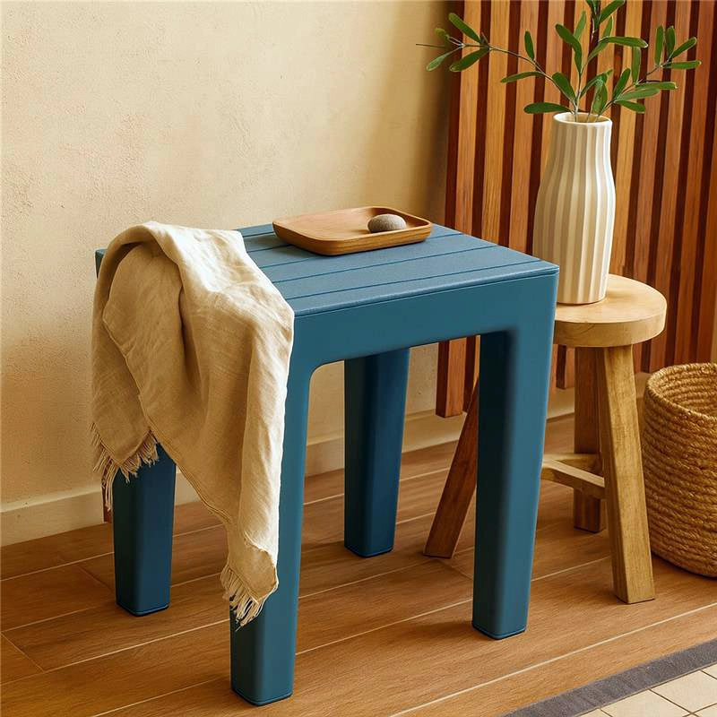 Sgabello bagno in plastica blu pastello Woody 130105