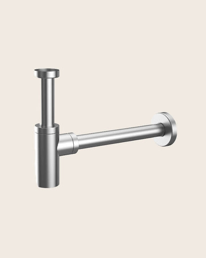 Sifone a bottiglia universale in ottone cromato New line VR3 Cromo, vista frontale della maniglia e della bocca di...