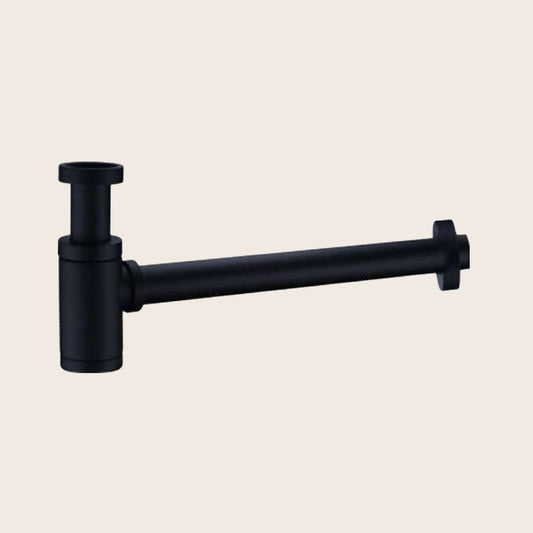 Sifone tondo in acciaio nero opaco in acciaio inox, vista frontale della maniglia e della bocca di erogazione - Exagonshop