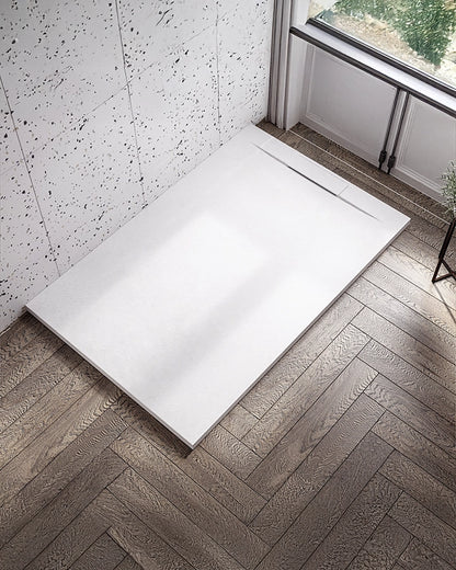 Piatto doccia 80x140 ultrapiatto effetto pietra in resina bianco Sirio