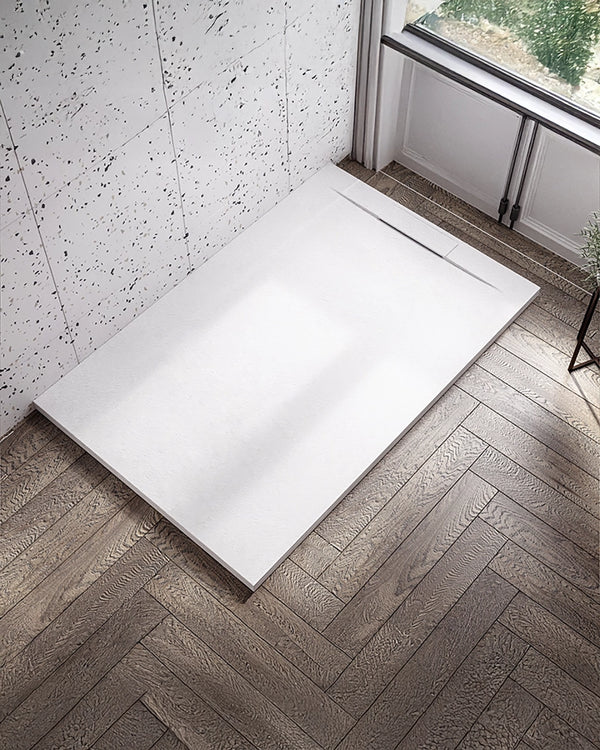 Piatto doccia 70x120 ultrapiatto effetto pietra in resina bianco Sirio