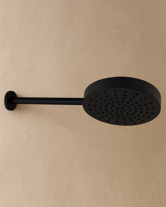 Soffione 25 cm Smart spessore 4 cm con braccio in acciaio nero opaco