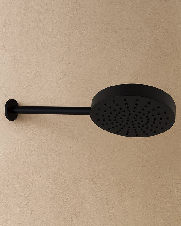 Soffione 25 cm Smart spessore 4 cm con braccio in acciaio nero opaco