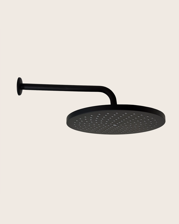 Soffione Doccia 30 cm tondo anticalcare con braccio Soft Black