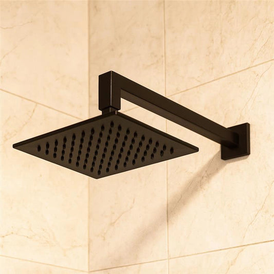 Soffione doccia 25x25 Smart quadro con braccio 35 cm nero opaco