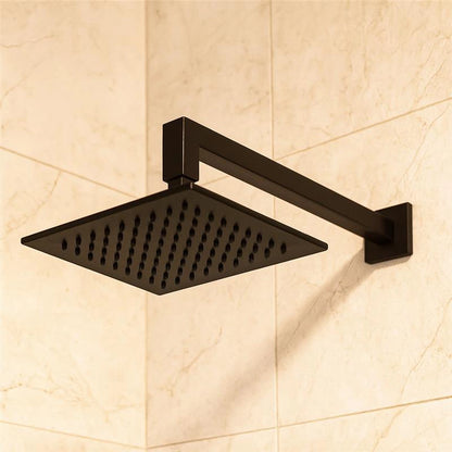Soffione doccia 30x30 Smart quadro con braccio 35 cm nero opaco