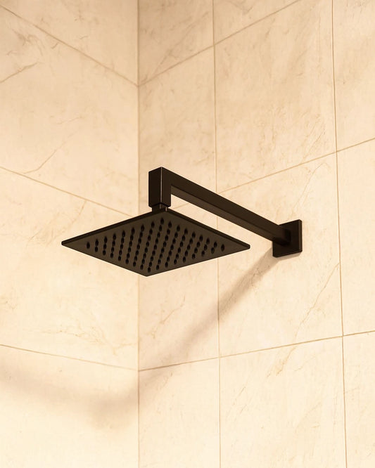 Soffione doccia 30x30 Smart quadro con braccio 35 cm nero opaco
