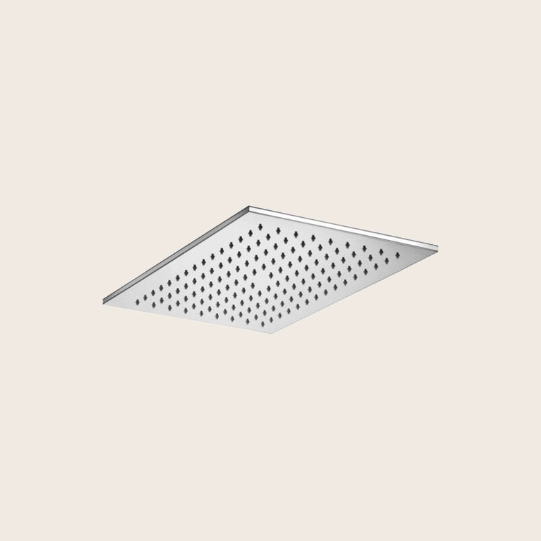 Soffione doccia 34x22 Rettangolare 8 Mm Cromo Paffoni City, vista frontale della maniglia e della bocca di erogazione