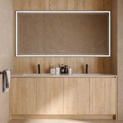 Specchio 90x80 con luce frontale nero opaco Siena