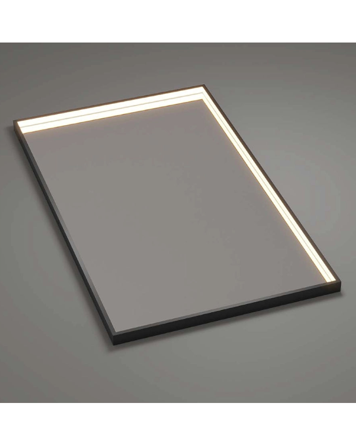 Specchio 100x80 illuminato nero opaco Torino, vista del design e della finitura - Exagonshop