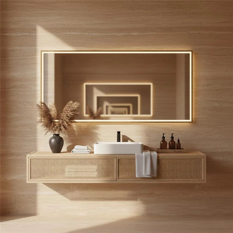 Specchio 100x80 illuminato oro spazzolato Torino