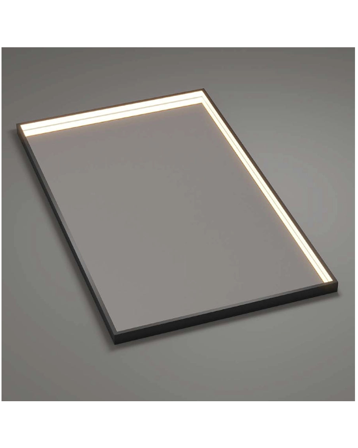 Specchio 120x80 illuminato nero opaco Torino, vista del design e della finitura - Exagonshop